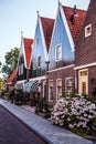 VOLENDAM, NETHERLANDS - JUNE 18, 2014: Traditional houses & streets in Holland town Volendam, Netherlands. Royalty Free Stock Photo