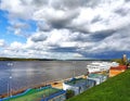 Volga river embankment. Kineshma, Russia Royalty Free Stock Photo
