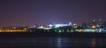 Volga river embankment at night in Samara, Russia. Panoramic view of the city. Royalty Free Stock Photo