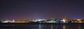 Volga river embankment at night in Samara, Russia. Panoramic view of the city. Royalty Free Stock Photo