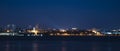 Volga river embankment at night in Samara, Russia. Panoramic view of the city. Royalty Free Stock Photo