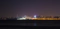 Volga river embankment at night in Samara, Russia. Panoramic view of the city. Royalty Free Stock Photo