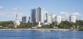 Volga river embankment in Samara, Russia. Panoramic view of the city. Royalty Free Stock Photo