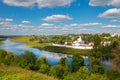 Volga river near the walls of the monastery Royalty Free Stock Photo