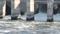 Volgograd hydroelectric power station, the flow of water in the airlock, Russia, the Volga river