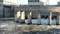 Volgograd hydroelectric power station, the flow of water in the airlock, Russia, the Volga river