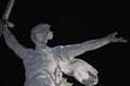 Volgograd. Mamayev Kurgan - historical memorial complex Motherland calls at winter. Close-up. Night view. 01.01.2017