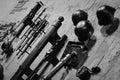 Weapons and helmets armory in the Stalingrad Battle Museum in Volgograd