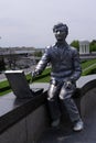 Volgograd, Russia - April 29, 2022: Bronze monument to the famous Volgograd landscape painter Viktor Losev