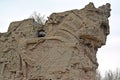 VOLGOGRAD, RUSSIA. Fragment of a symbolical wall ruins. Mamayev Kurgan