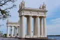 Volgograd, Russia - April 29, 2022. Rotunda and Central staircase on the embankment of Volgograd in Russia