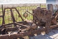 Volgograd. Russia - April 16 2017.Rzhavye sleeves from shells, glass bottles and metal objects found on the battlefields of the Gr