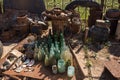 Volgograd. Russia - April 16 2017.Rzhavye sleeves from shells, glass bottles and metal objects found on the battlefields of the Gr