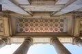 Volgograd, Russia - August 26, 2019: The ceiling above the entrance to the Volgograd Planetarium building