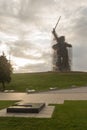 Volgograd, Russia, August 2019 mother Motherland monument Volgograd Mamaev Kurgan.Monument under reconstruction