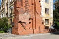 Brick memorial wall at the house