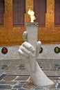 VOLGOGRAD, RUSSIA. An eternal flame in the Hall of Military glory. Mamayev Kurgan Royalty Free Stock Photo