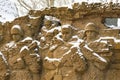 Volgograd. Russia - February 3, 2019. Bas-relief wall of the memorial complex on Mamayev Kurgan in Volgograd