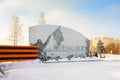 Volgograd. Russia - February 3, 2019. Memorial panel of photos from the time of the Great Patriotic War of the Battle of