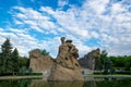 Volgograd, Russia - June 05, 2021: Memorial complex on the Mamayev Hill and the monument Motherland Calls in Volgograd