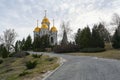 View of The Church of All Saints  in Mamayev Hill War Memorial in Volgograd. Russian orthodox theme Royalty Free Stock Photo