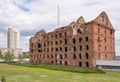 Volgograd. Russia - May 11 2017. Destroyed mill Gerhardt and a copy of the monument Fountain