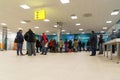 Volgograd, Russia - October 31.2016. Passengers await the luggage around baggage carousel in C terminalan of Aeroport Royalty Free Stock Photo