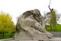 VOLGOGRAD, RUSSIA. The sculptural composition The grieving mother ` and a statue the Motherland calls!. Skorbi Square, Mamayev K