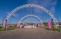 Volgograd. Russia-September 7, 2019. Tele2 online park in the arch of the memorial park