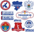 Volgograd, Russia. Set of stamps and signs