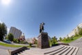 Monument to twice hero of the Soviet Union Marshal Rokossovsky. The commander is depicted on horseback