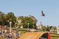 Tricks on a motorcycle jump performed by the athletes during the