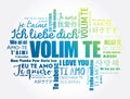 Volim te  I Love You in Croatian word cloud in different languages of the world Royalty Free Stock Photo