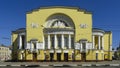 Volkov Theater building with blue sky background in Yaroslavl, Russia.