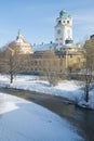 Volksbad and River in Winter Royalty Free Stock Photo