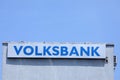 Volksbank brand on a high building