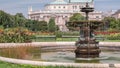 Volksgarten timelapse, or People Garden public green park with roses in Vienna of Austria. Royalty Free Stock Photo