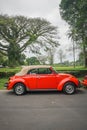 Volkswagen Beetle Cabriolet parked on the side of the road Royalty Free Stock Photo