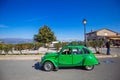 Green Volkswagen Beetle Classic Car Parade in Tanneron, France