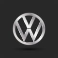 Volkswagen car emblem logo metal 3d vector illustration on dark background Royalty Free Stock Photo
