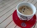 Volkswagen coffee on the wooden table