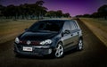 Volkswagen Golf GTI MKVI parked in the middle of the road in rural Australia Royalty Free Stock Photo