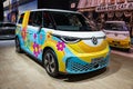 Volkswagen ID Buzz all-electric van presented at the Brussels Autosalon European Motor Show. Brussels, Belgium - January 13, 2023