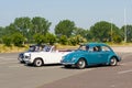 Volkswagen Kever 1200 Met, Triumph Herald and Fiat-Giannini 500 TVL cars are parked in front of Burgenland classic