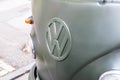 Volkswagen logo on old Transporter 1 at the local veteran car show.