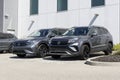 Volkswagen Taos and Tiguan SUV display at a dealership. Volkswagen offers the Taos and Tiguan as a small and midsized SUV Royalty Free Stock Photo