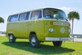 Volkswagen VW Camper Van antique car green & white