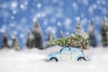 Volkswagon with Christmas Tree Royalty Free Stock Photo