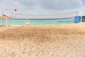 Volley ball net on a sandy tropical beach Royalty Free Stock Photo