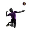 Volley ball player man silhouette white background Royalty Free Stock Photo